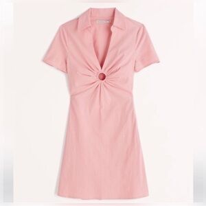 Abercrombie & Fitch Blush Pink Ring-Front Collar Mini Dress
